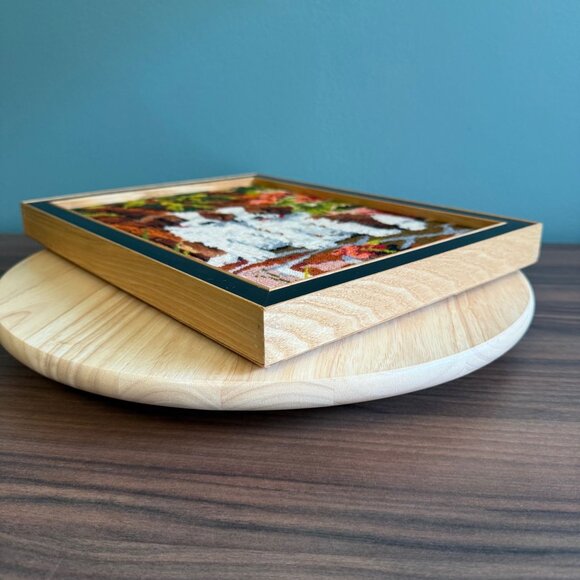 Vintage Framed Needlepoint St. Bernard Puppies Cross-Stitch Art In Wooden Frame - Picture 3 of 10